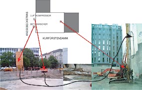 Betonmischer und Luftkompressor